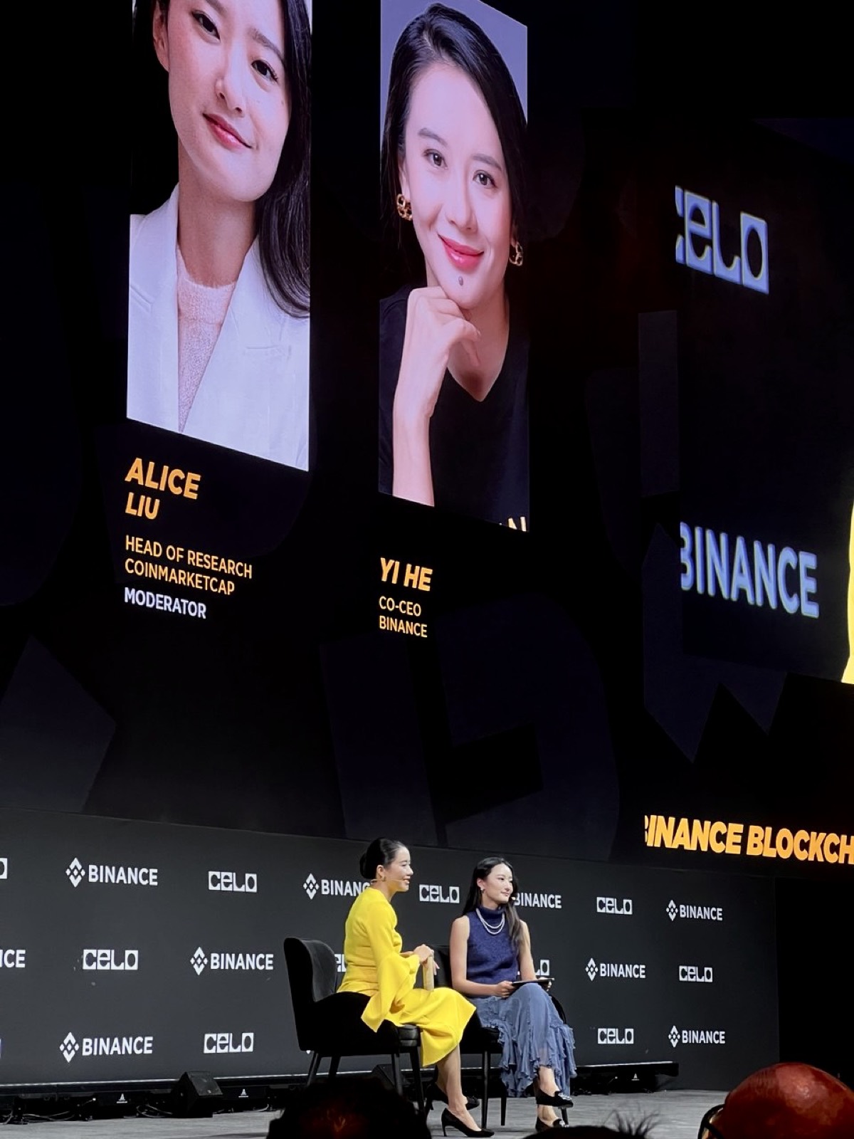 Alice Liu speaking at Binance Blockchain Week